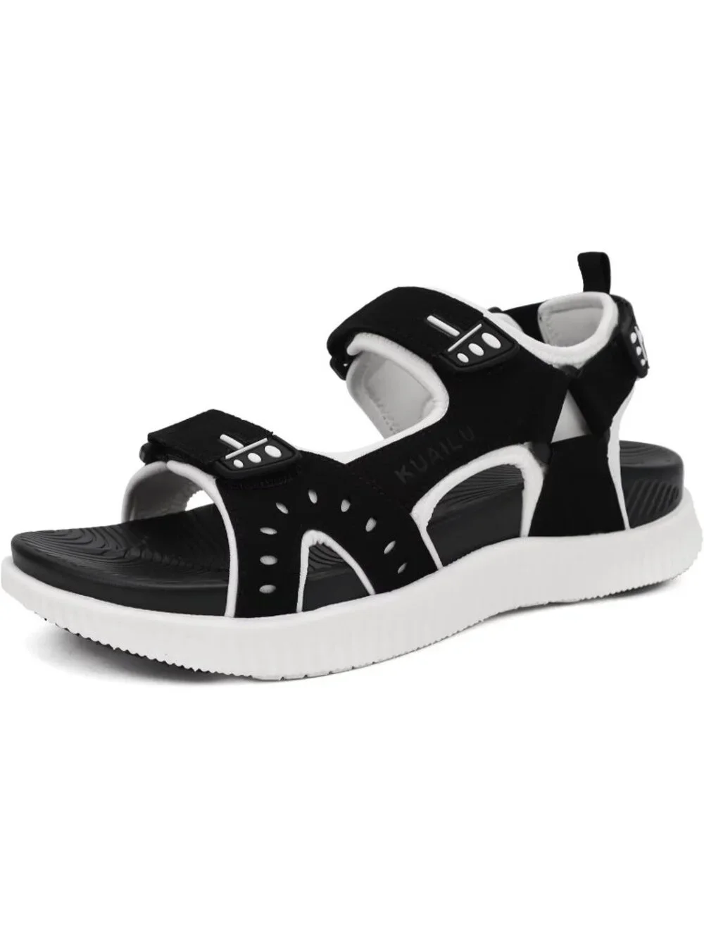 Men's Black And White Arch Support Thick Recovery Athletic Hiking Sandal Shoes